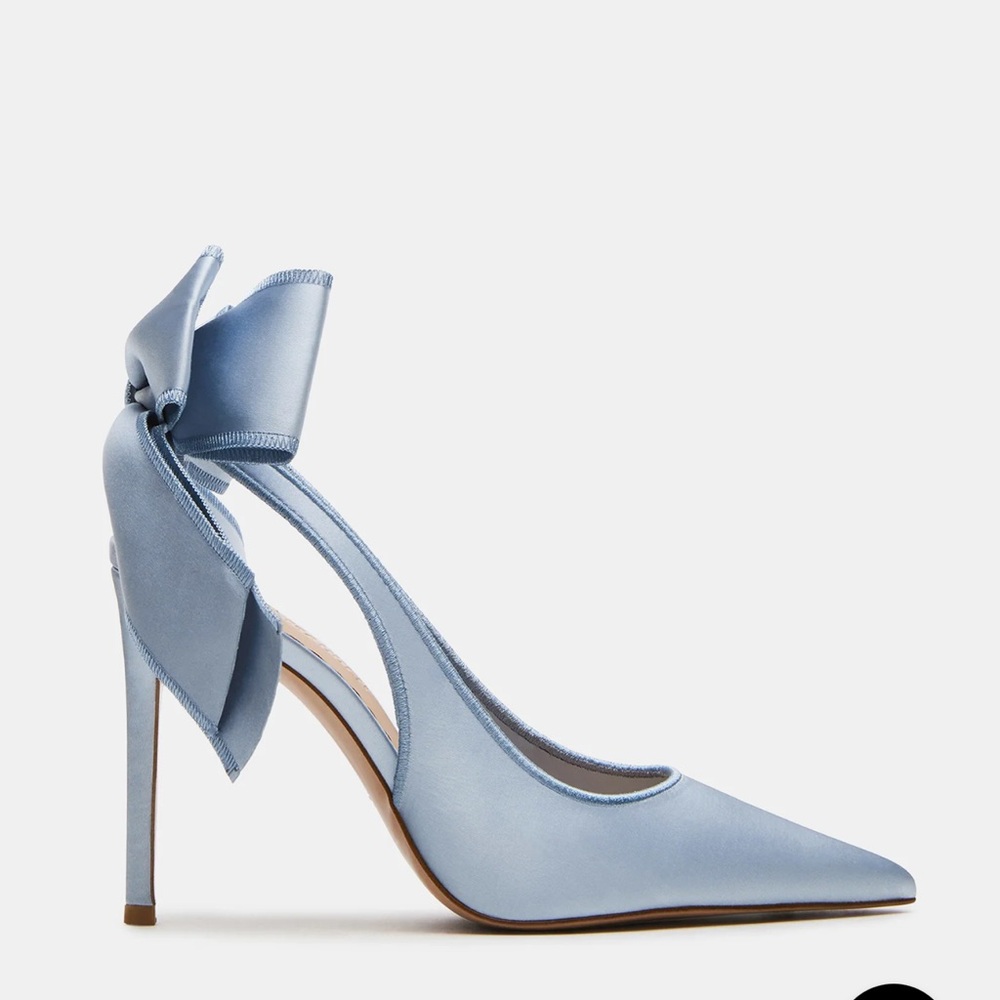 Steve Madden Teacup Blue Satin Heels with Bow